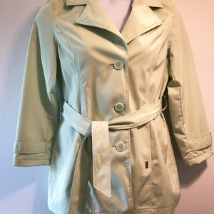 NWOT Liz Claiborne Studio Trench Coat, Size Small, Mint Green